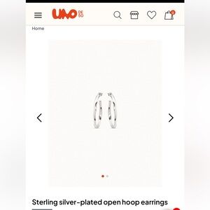 NWT Uno de 50 Sterling Silver Plated Open Hoop Earrings